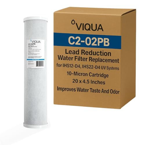 Viqua C2-02PB Lead Reduction Water Filter Replacement for IHS12-D4, IHS22-D4 UV Systems - 10-Micron Cartridge, 20 x 4.5 Inches, Improves Taste And Odor, Max Flow Rate 10 GPM / 38 LPM, Genuine OEM