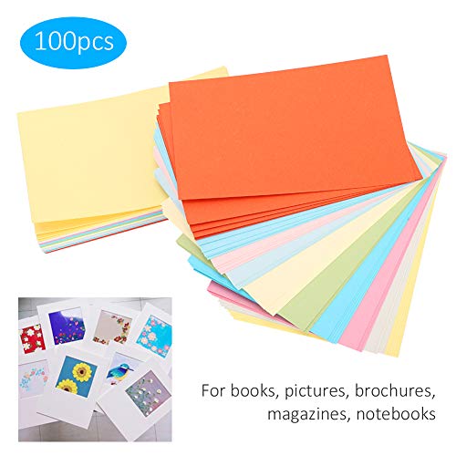 Cartões de notas coloridos, cartões pequenos em branco, 100 folhas, papel de cartolina colorida para