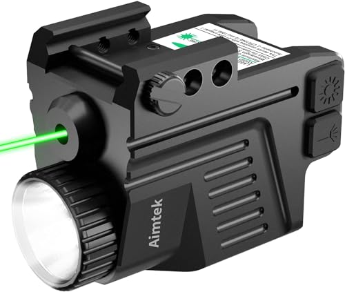 XYH-Win Battery Powered Pistol Green Laser Light Combo,350 Lumens Gun Flashlight Picatinny Weaver Rail Fits Glock Taurus g2c g3c Ruger Springfield H&K S&W,Anodized Aluminum Shell,Laser Class IIIA,5mW