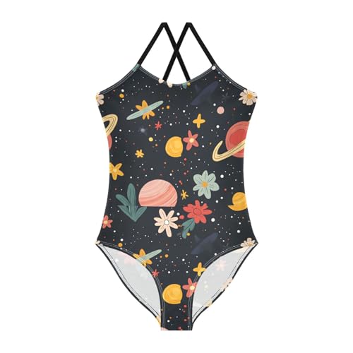Starry Sky Girls One Piece Swimsuits Quick Dry Beach Swimwear Bathing Suit