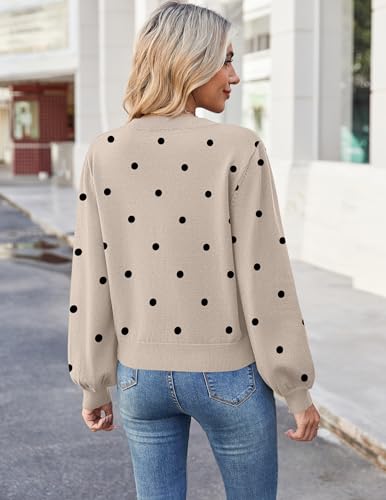 Zeagoo Women's 2025 Fall V-Neck Cropped Sweater Trendy Long Latern Sleeve Ribbed Knit Pullover Crop Tops4