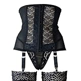 LESOYA Women's Sexy High Waisted Cincher Girdle Suspender Garter Belt with 6 Adjustable Straps Metal Clip