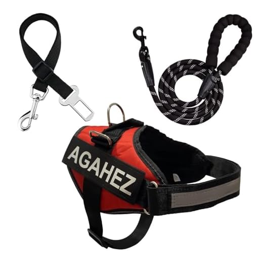 Agahez - Arnés para Perros, Arnés para Perros Mediano y Grandes Incluye cinturón de Seguridad de Perros para el Coche, y Correa con 1,5 Metros de Longitud. (L)