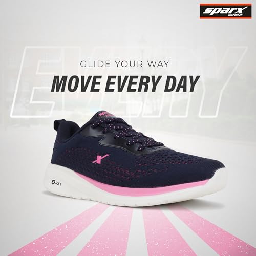 Image of SPARX Sports Running Shoes for Women - Lightweight Breathable Lace-Up Athletic Shoes with Cushioned Comfort, Shock Absorption, Durable Grip, Flexible Sole & Everyday Walking Performance