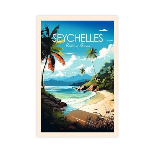Toile Seychelles océan indien grand format 60x90 cm impression haute définition