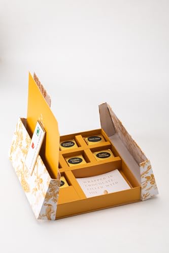 Image of Cafe Coffee Day Assorted Chocolate - 7 Flavoured Chocolates (Cranberry, Peanut Caramel, Dark Mint, Roasted Almond, English Toffee, Coffee Almond & Tiramisu) Comes with Beautiful Gift Pack | Best for Gifting | to your loved once