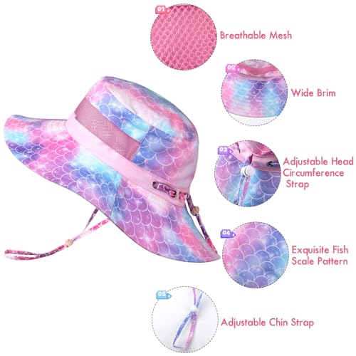 HONGTEYA Kids Sun Hat Toddler Summer UV Protection Adjustable Kids Beach Hat with Breathable Mesh for Girls 2-8 Years4