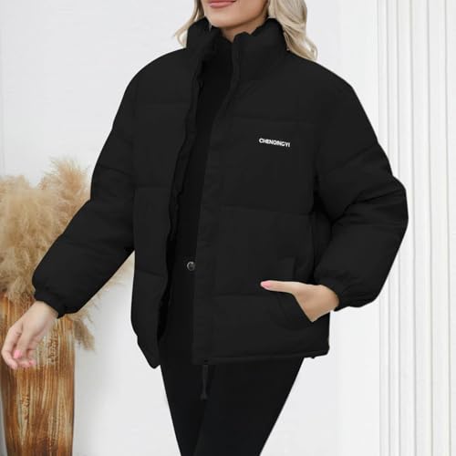 Womens Padded Jacket Outfits for Women Thermal Puffer Plain Fall Winter Outerwear 20252