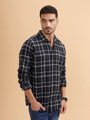 Image of WROGN Men's 100% Cotton Shirt | Checkered Pattern | Regular Fit