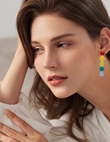 Rainbow Pride Earrings For Women And Girls, Fun Kawaii Rainbow Acyrlic Chain Star Heart Back To School Statement Dangle Clip On Earring Summer Beach Accessories Stuff Charms Jewelry #TOP3