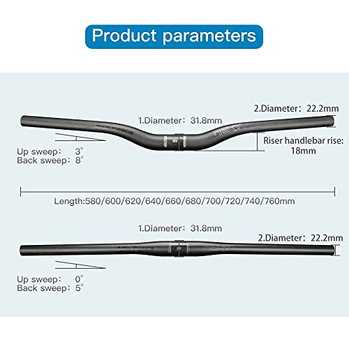 Guidon VTT Carbone Alfa Pasca 31.8 Flat 700 - Cintre Idéal pour Sorties Nature - 5