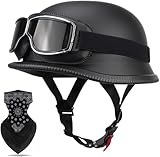 casco auto d'epoca DESIGN IN STILE TEDESCO: il casco aperto adotta un design in stile tedesco. Il mezzo casco per uomo e donna è il casco da motociclista ideale per chi cerca un casco comodo ed elegante, il mezzo casco retrò può fornire una protezione impeccabile dagli impatti.
