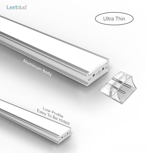 Leetdud Under Cabinet Lights Plug in, 20 Inch 2 Pcs Counter Lights Bar, 4000K Super Bright 1280LM,16W Ultra Thin Cabinet Lighting for Kitchen,Cupboard,Shelf, Workbench,Sink