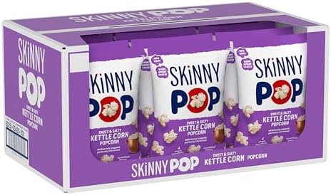 SkinnyPop Popcorn, Sweet & Salty Kettle, Whole Grain, Dairy-Free Snack, 5.3oz Bags (12ct)