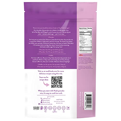 Nush Foods Low Carb Pancake Mix, Healthy Pancake Mix By Nush (Chocolate Chip) | (Chocolate Chip Pancake Mix – (2 Pack), Keto Pancakes, Low Carb, Low Sugar #TOP3