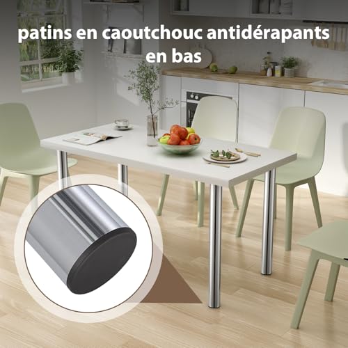 BALLSHOP Pieds de Meuble réglables, 71-110cm Pied de Lit Reglable Pied de Table Métal avec Accessoires de Montage, Pied Meuble Salle de Bain Bureau Meuble Cuisine (1 Pied Chrome Poli) – vue 5