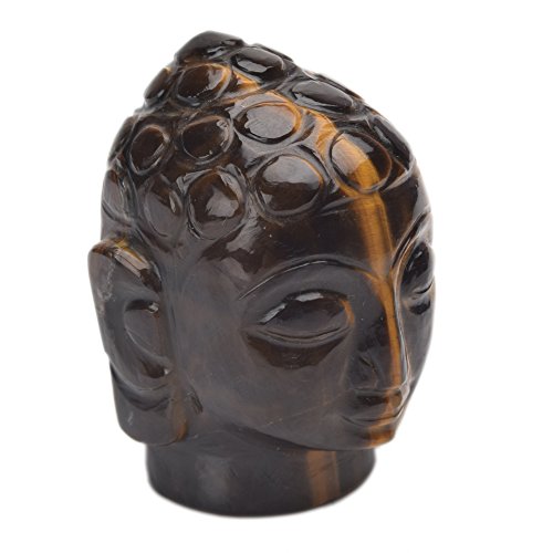 Impressive Tiger Eye Stone Made Buddha Statue Approximately 560.00 Ct - Tiger's Eye Gem Head Of Buddha Statue Lord Of Success V-7885 #TOP3