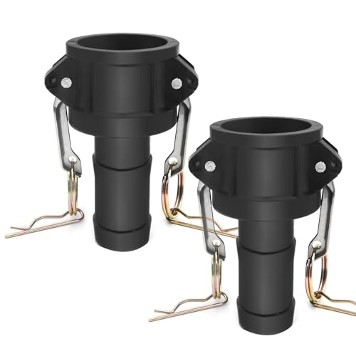 VIKKSAER 2Pcs 1 Inch Polypropylene Camlock Coupling Kit, Type C Female Coupler with Hose End and Internal Camlock Gasket, Suitable for Industrial Chemical Pipelines