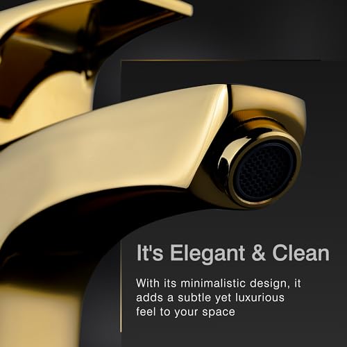 Image of Hindware Italian Collection F520002PGD Avior Gold Pillar Cock Tall | Made of Brass | Chrome Polish Finish | PVD Coating | 12-Year Manufacturer Warranty
