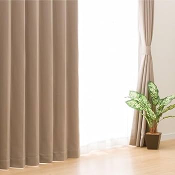 ニトリ　カーテン　遮光1級　100×200 4枚　ベージュ　ブラウン ニトリ 遮光1級カーテン＆レース 4枚セット(NラセットBR