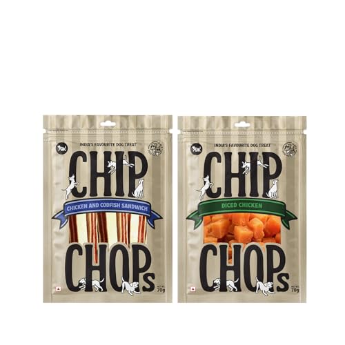 Combo of Chip Chop Dog Treat, Healthy Nutritious Treat, Diced Chicken & Chicken and Codfish Sandwich...