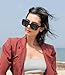 Oversized Polarized Sunglasses Square Shades: Trendy Large Big Ladies Sun Glasses - Luxury Vintage Black Sunglasses UV Protection