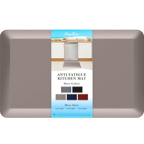 Image of StepRite 4 /5 Inch Thick Kitchen Mat Anti Fatigue Mat Kitchen Rugs Kitchen Decor Non-Slip, Stain & Water Resistant, Kitchen Mats Desk Mat for Kitchen, Office, Workshop, Khaki, 17'' x 28''