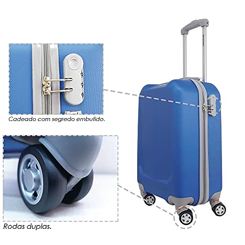 Mala Rígida De Fibra 360° Tamanho Bordo - Gladiador A6 (Azul Marinho)