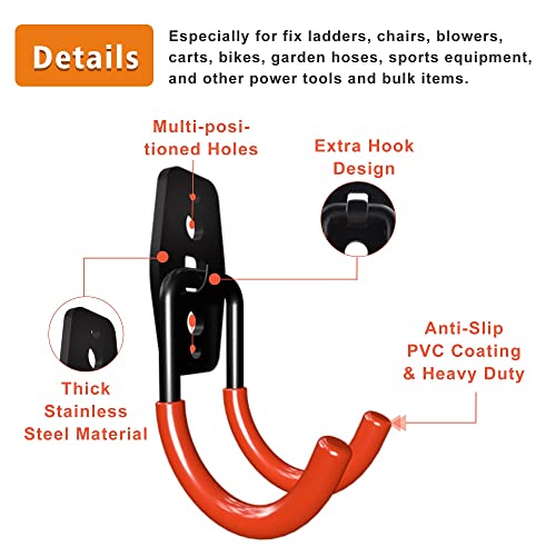 image for N\A Koncle Garage Hooks, 12 Pack Utility Double Hooks, Heavy Duty Wall