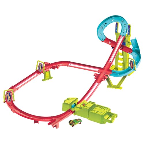 Circuit de voiture Hot Wheels HPC07 Neon Race kit de traçage motorisé multi race enfant