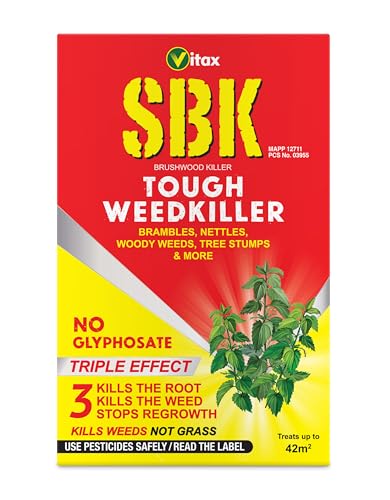 Vitax SBK Tough Weedkiller Kills Down To The Roots Suitable For Brambles Nettles Dock Woody Weeds Hardwood & Tree Stumps Targets Weeds Not Grass Concentrate - 125Ml Coverage 43M2