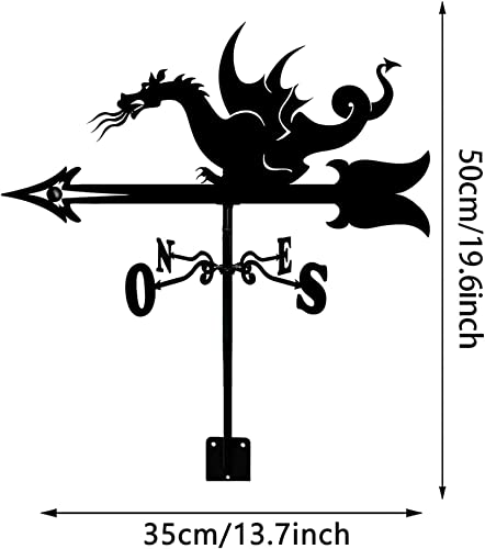 Alfusa Weathervane, Metal Weather Vane,Vintage Dragon Weather Vane Hollow Wind Direction Indicator For Outdoor Garden Roof Paddock Decoration Weather Vane #TOP6
