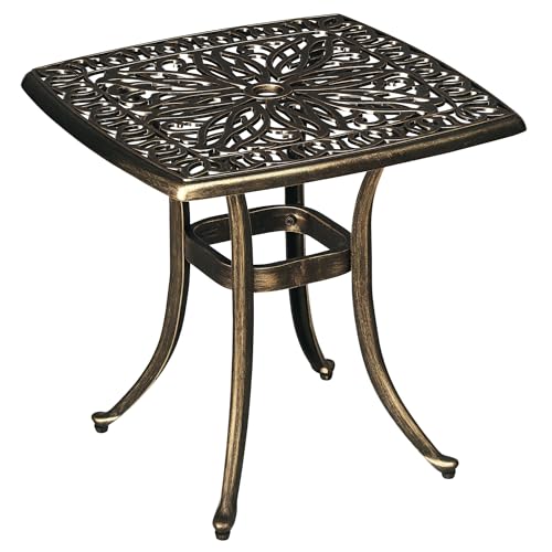 Outsunny Beistelltisch, Terrassentisch mit Schirmloch, Gartentisch mit...