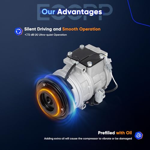 Image of ECCPP AC Compressor Fit for Toyota Sienna 3.0L 1998-2003 | Fast Cooling AC Compressor with Clutch Low Vibration Under 72db Reduces Engine Load Fuel Efficient Stable Operation