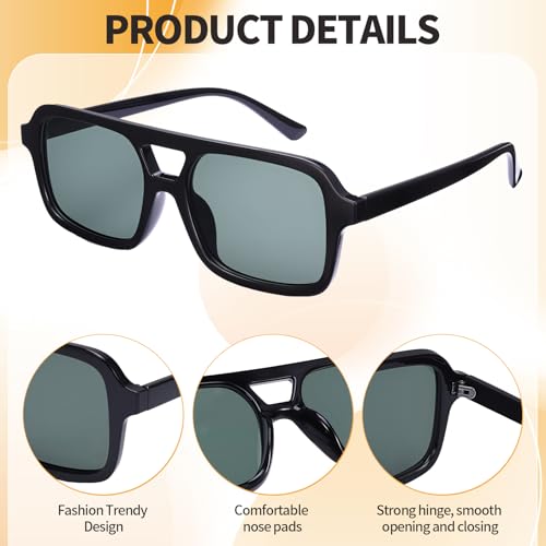 Retro Square Sunglasses 3 Pairs 70S Vintage Sun Glasses Lightweight Tinted Trendy Shades Glasses for Women4