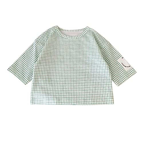 Blusa de manga comprida para recém-nascidos, bebês, meninos, meninas, xadrez, patchwork, camiseta, r