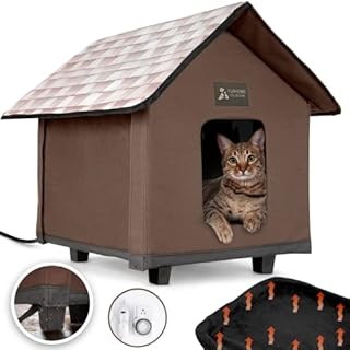 FURHOME COLLECTIVE Heated Cat House for Indoor Cats, Elevated, Waterproof and Insulated - A Safe Pet House and Kitty Shelter for Your Cat or Small Dog to Stay Warm & Dry.