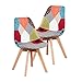 Mid-Century Modern Esszimmerstühle 2er Set gepolsterte Patchwork Stühle mit massivem Buchenmaterial Stuhlbein für Schlafzimmer Wohnzimmer
