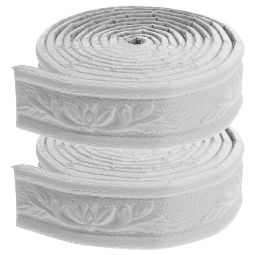 Ciieeo 2roll Self-Adhesive Wallpaper Border Edging Trim for Tiles Flexible Molding Ceiling Line Decorative Wall Skirting Board for Kitchen Bathroom and Home Decor