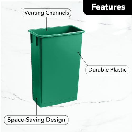 Image of 23 Gallon Slim Rectangular Garbage Can with Lid - Dark Green