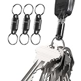 KeySmart MagConnect - Magnetic Quick Release Keychain Connector, Secure Pull-Apart Key Attachment Accessory for Bags, Purse and Belts, Gives You Easy Access to Your Keys, Car Key Fob (3 pack, Black)