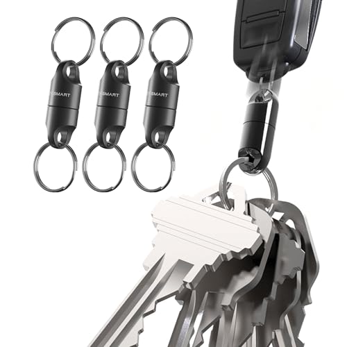 KeySmart MagConnect 3 Pack - Magnetic Quick Release KeyChain, Pull Apart Detachable Key Chain for Car Keys, Key Ring Key Holder Magnet Attachment Accessory for Men Women (3 pack)