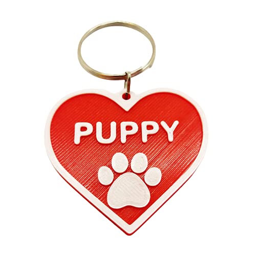 Hearteen Shaped Personalised Pets Name/Identity Tag for Dogs and Cats (Customisable) (Red with White)