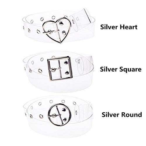 JinYu Heart/Round/Square Grommet Belts for Women Personality All-match Transparent Buckle Belt Wide Waist Decoration 1pack2