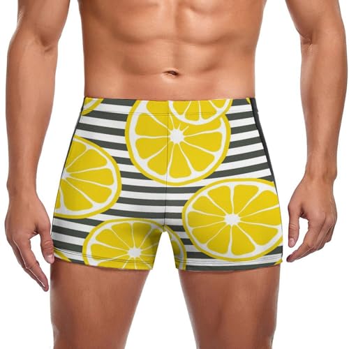 Boxer de bain jaune citron pour homme évitant les frottements à la plage