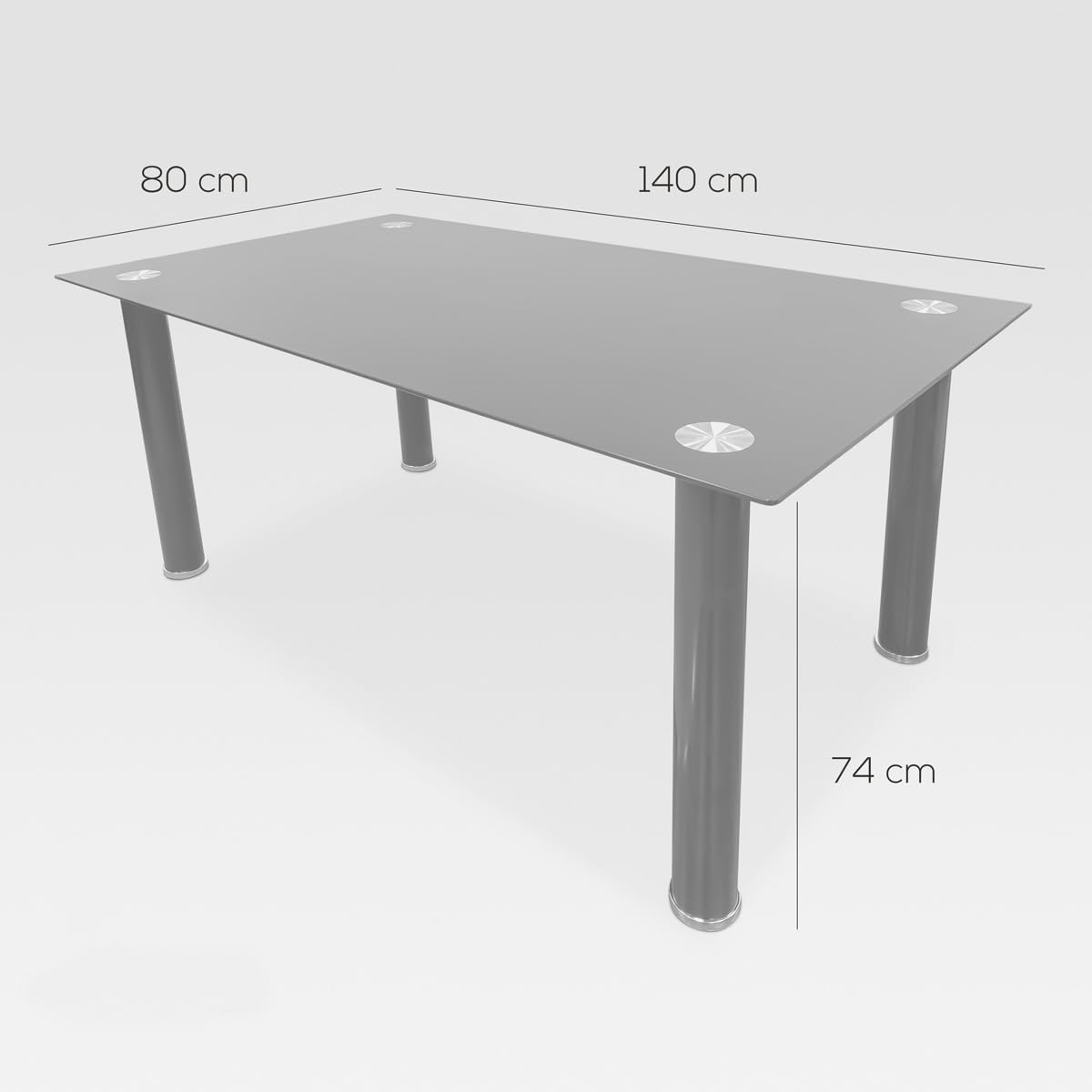 Somnia Descanso - Pack Mesa de Cristal de Comedor o Cocina + 6 Sillas Color Negro a Juego, Modelo Tucan, Prácticas y Funcionales