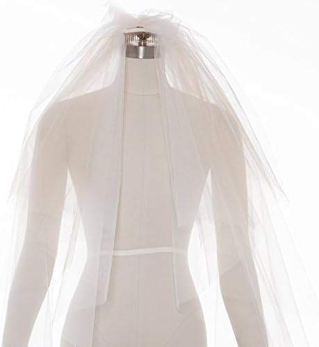 Kercisbeauty Wedding Lace 4 Layer White and Champagne Veil Drop Soft Tulle - Image 3