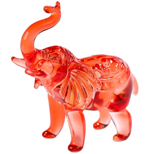 Crystal Red Elephants Figurines Glass Decor Animal Figurines, Elephant Gifts for Women Collectible Figurines Paperweights Birthday for Mom Friends