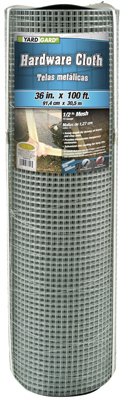 308243B Galvanized Metal Hardware Cloth Fence, 1/2-In. Mesh, 19-Ga, 36-In. x 100-Ft. - Quantity 22