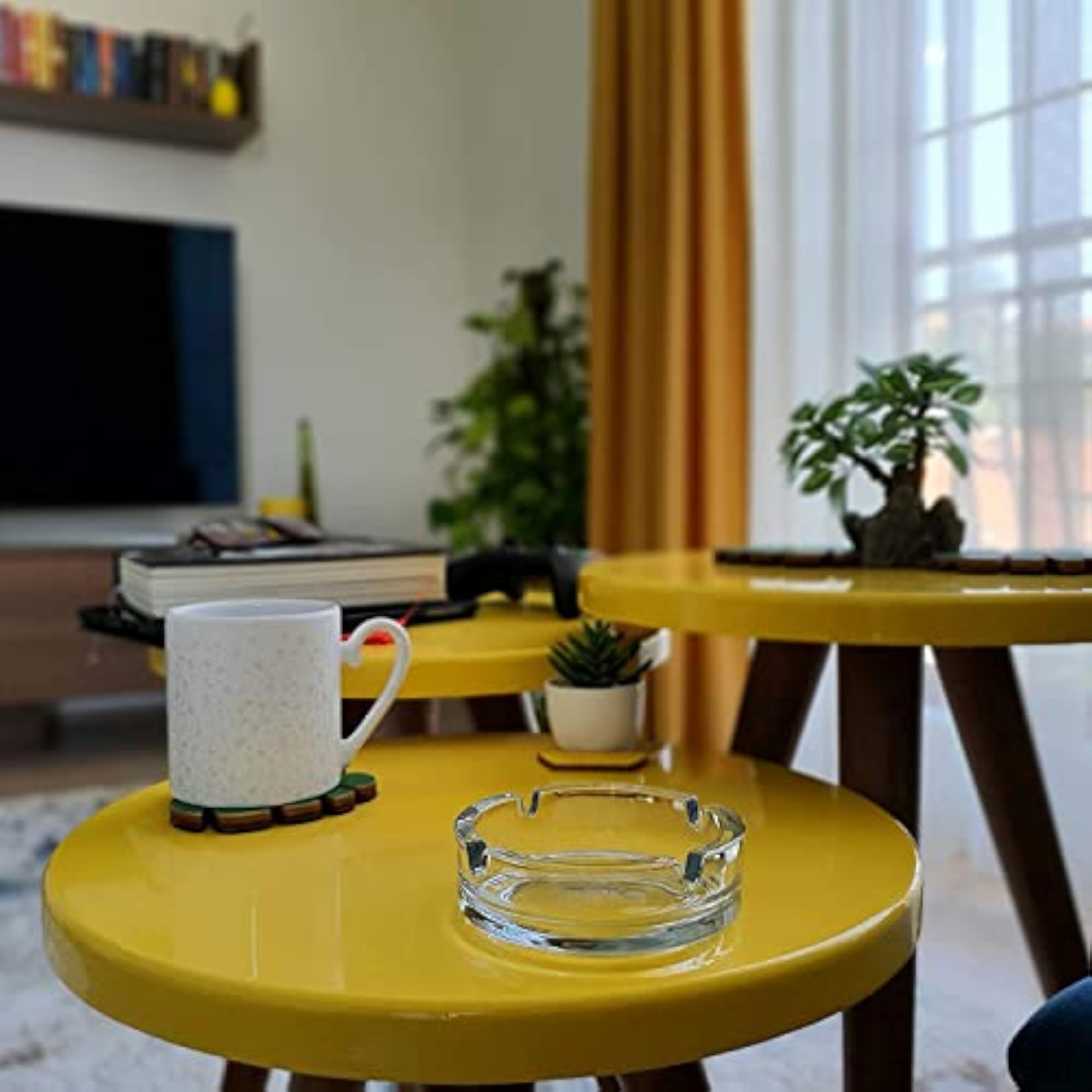 Glass Tabletop Ashtray with Smooth Rounded Edges
